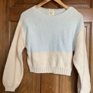 Billabong Two-Tone Sweater in Light Blue and Peach